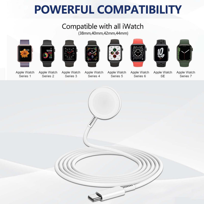 5W Fast Charger for Apple Watch Chargers with 20w Charger Block,USB C Magnetic for i-Watch Fast Charging Cable for Watch Series SE/8/7/6/5/4/3/2/1 Includes 38mm 40mm 42mm 44mm 45mm Size 3FT White-3in1