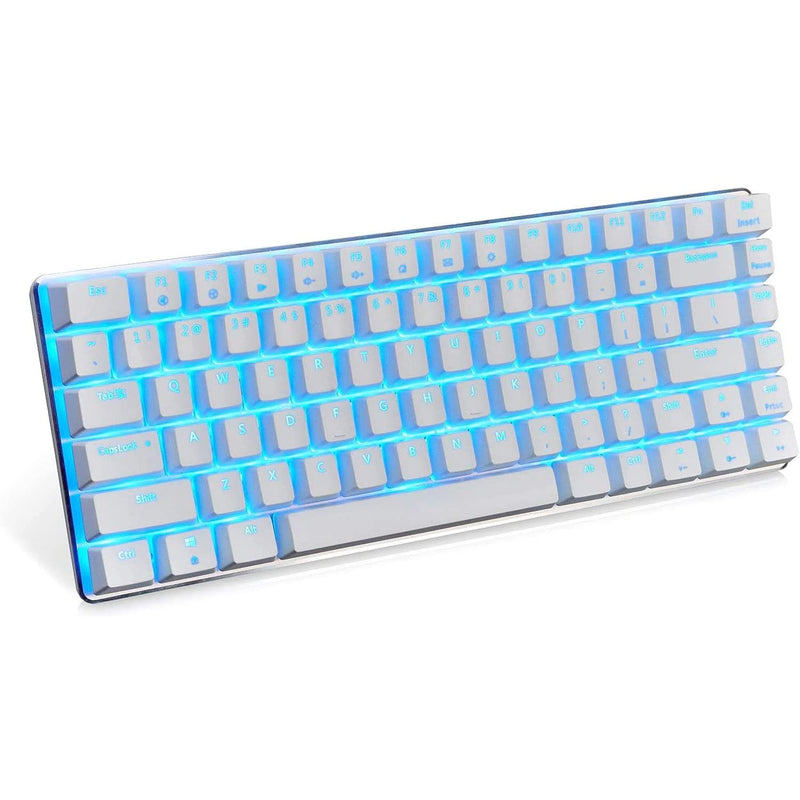 LexonElec Wired Gaming Keyboard AK33 Blue LED Backlit 82 Keys USB Mechanical Pro Gamer Keypad for Office Typists Playing Games (Black Switch,White) White