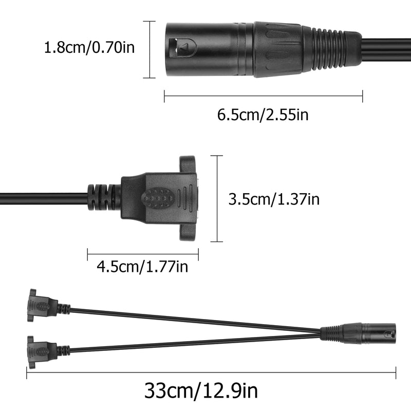 [AUSTRALIA] - YAODHAOD 3pin XLR to Dual RJ45 Y Splitter Cable, RJ45 Female to XLR Male DMX Cat5 Ethernet Network Connector Extension Cable for DMX-CON Controller Series,1Ft (Male XLR to Dual RJ45 Female) XLR stecker auf Dual RJ45 buchse 