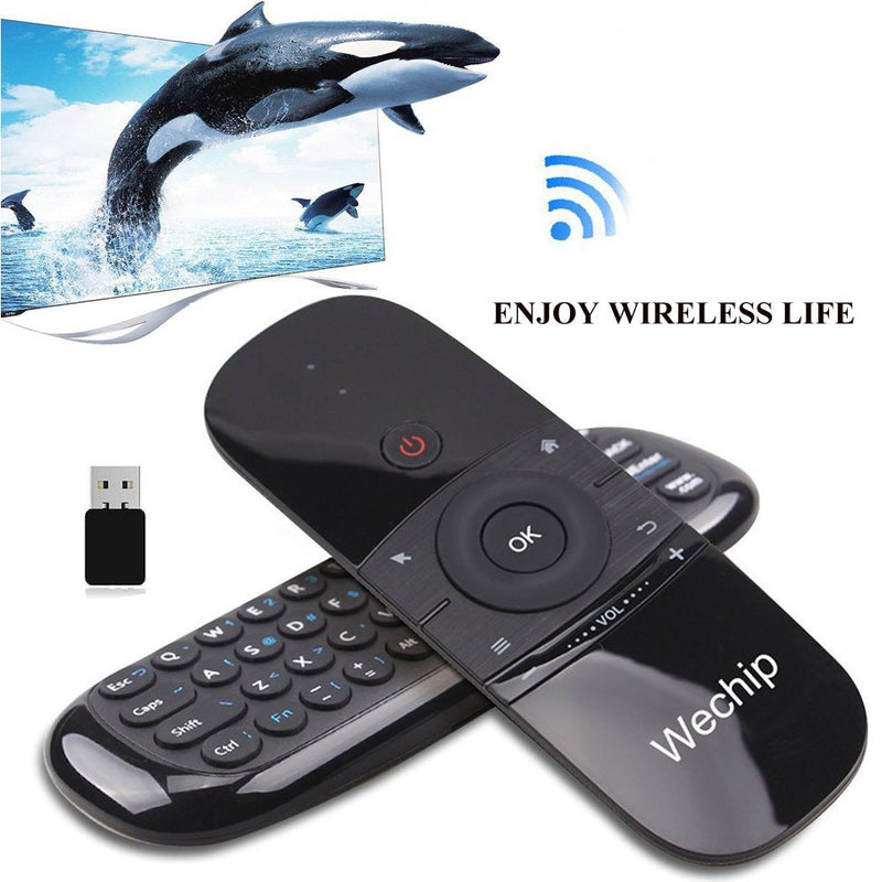 WeChip W1 Remote 2.4G Wireless Keyboard Multifunctional Remote Control for Nvidia Shield/Android TV Box/PC/Projector/HTPC/All-in-one PC Black