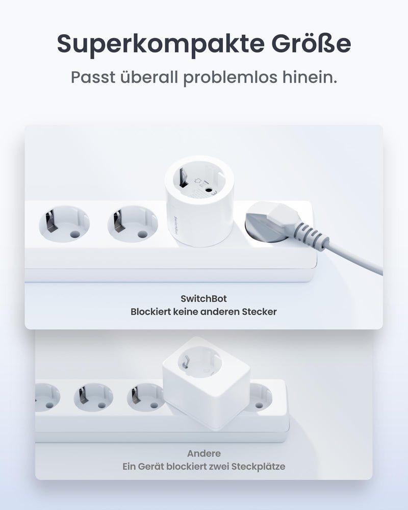 SwitchBot Plug Mini Matter Enabled with Power Monitoring, WiFi & Bluetooth Control, Compatible with Alexa, Google Home, Apple Home and Home Assistant, Voice Control & App Access, 16A Type-F 1 Pack