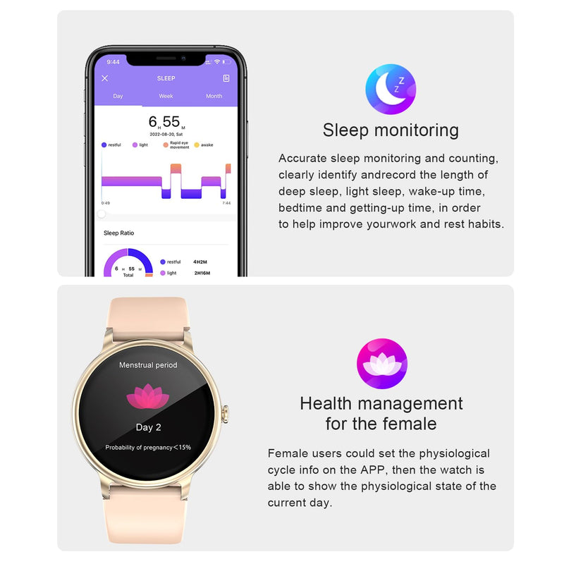 Smartwatch, 1.39" Full Touch Screen, Fitness Tracker, Heart Rate Monitor, Bluetooth Enabled, Black