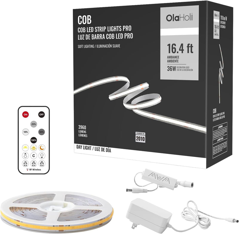 MINGER Led Strip Light 16.4ft, Dimmable for Mirror, Closet, Cabinet, 6500K Bright Daylight White