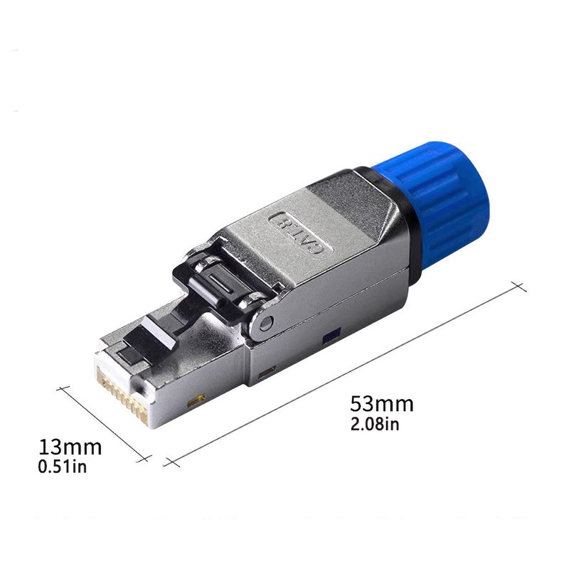 Cat8 Toolless Shielded RJ45 Connectors 6-Pack | Zinc Alloy Reusable Ethernet Plugs, 40Gbps 2000MHz PoE+, Fits 22–24 AWG Cat8 Cat7 Cat6a LAN Cables connector 6-pack