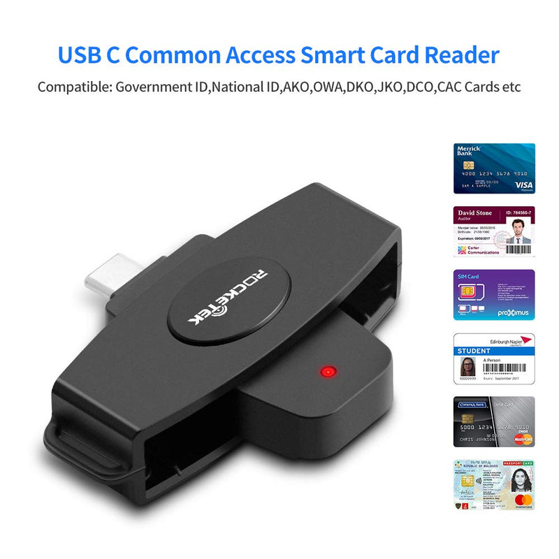 [AUSTRALIA] - USB C DOD Military USB Common Access CAC Smart Card Reader and SIM Card Reader ID CAC Card Reader,Compatible with Mac Os, Windows,Linux 