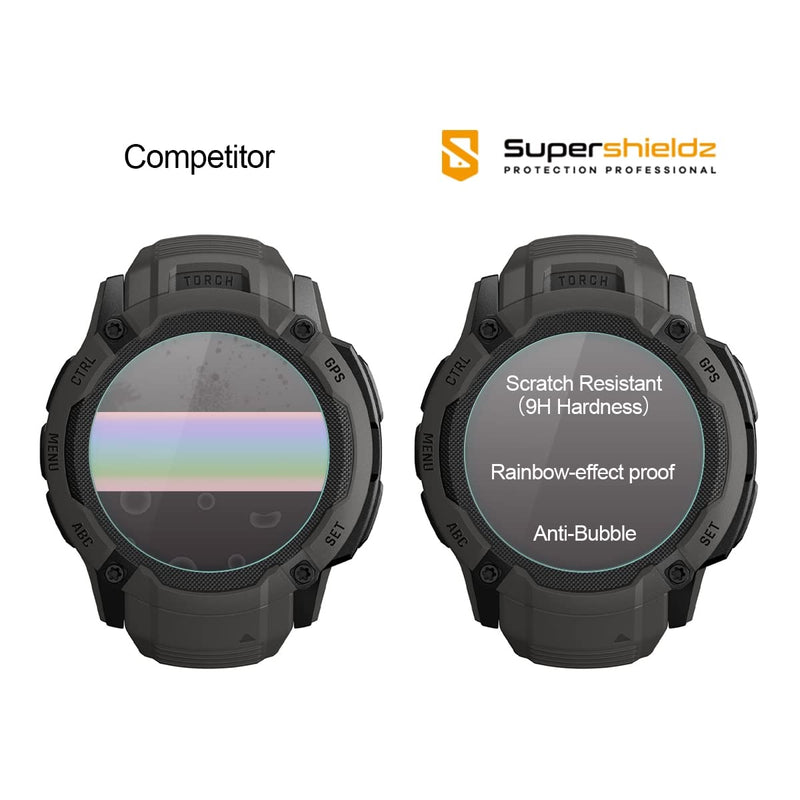 Supershieldz (3 Pack) Designed for Garmin Instinct 2X Solar Tempered Glass Screen Protector, Anti Scratch, Bubble Free