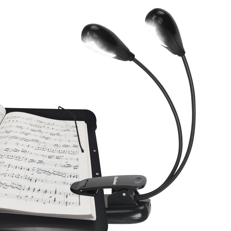 Music Stand Lights - Musician Piano Light Clip On, USB & AAA Battery Powered, Eye Care & Portable, 8 LED Book Reading Lamp, 2 Arm x 2 Brightness Levels, Ideal for Sheet Music,Orchestra, Guitar