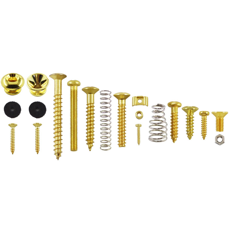 [AUSTRALIA] - Electric Guitar Screw Set, Suitable for Bridges, Pickups, Pickguards, Tuners, Toggle Switches, and Neck Plates. This 233-Piece DIY Tool Kit Includes Tweezers and Strap Buttons, Gold Golden 