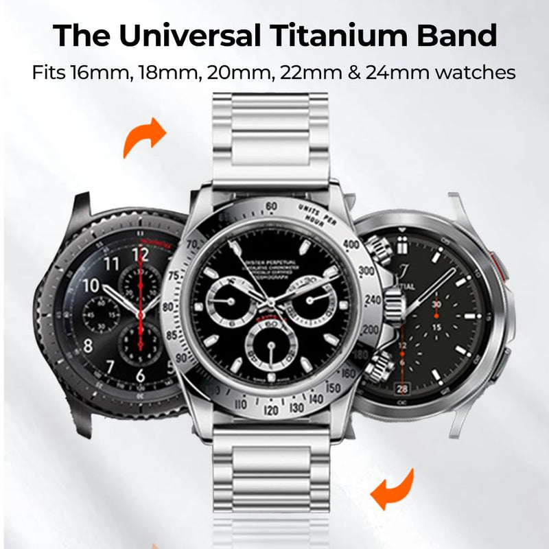 Universal Titanium Quick Release Watch Band with 16mm 18mm 20mm 22mm Lug Width, Adjustable Titanium Metal Strap for Samsung Galaxy Watch 7/6/5/4/3, Garmin Venu 4 41mm/ Venu 2S for Men Women