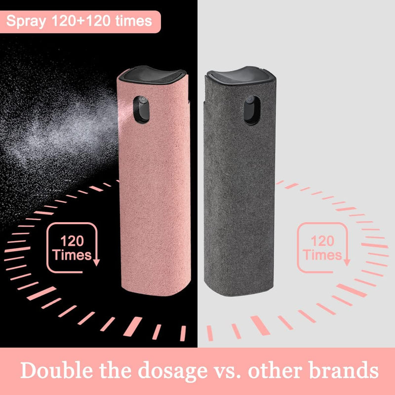 [AUSTRALIA] - 2 Pack Screen Cleaner Spray and Wipe for Laptop Monitor and Car Screens, Phone Touchscreen Mist Cleaning Kit for Cellphone, Tablet, PC, Computer, LCD, Eyeglass, iPhone, iPad, Mac Pro - Grey and Pink Grey, Pink 