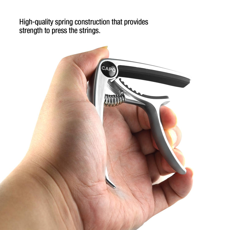 Guitar Capo, Capo, Capo for acoustic guitar, acoustic guitar capo, Capo for electric guitar, acoustic guitar capo 6 string, Guitar Capo for acoustic, Kapo, Guitar capos（Silver）