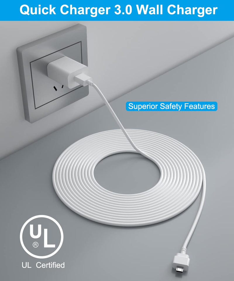 [AUSTRALIA] - Itramax 10 FT Blink Mini Charger Cable with Wall Adapter(1 Pack),Charger Brick and Micro USB End Camera Charging Extension Cord Wire, Waterproof Long Power Supply Cables for Blink Security,10FT 10FT White 1 