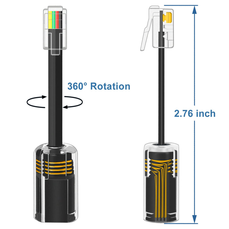 2+2Pack No Tangle Phone Cord for Landline 2pcs Telephone Cord Handset Cord and 2pcs Phone Cord Detangler Tangle Free for Desk Phone Black Black 2+2pcs