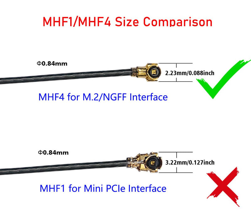 WiFi Antenna MHF4 Internal Laptop Antennas Dual-Band for M.2 NGFF Card | 2.4GHz 5GHz 3dBi Wi-Fi antennas. Dual U.FL UFL cables (45cm/75cm) for AX200 AX210 1675X. Bluetooth compatible