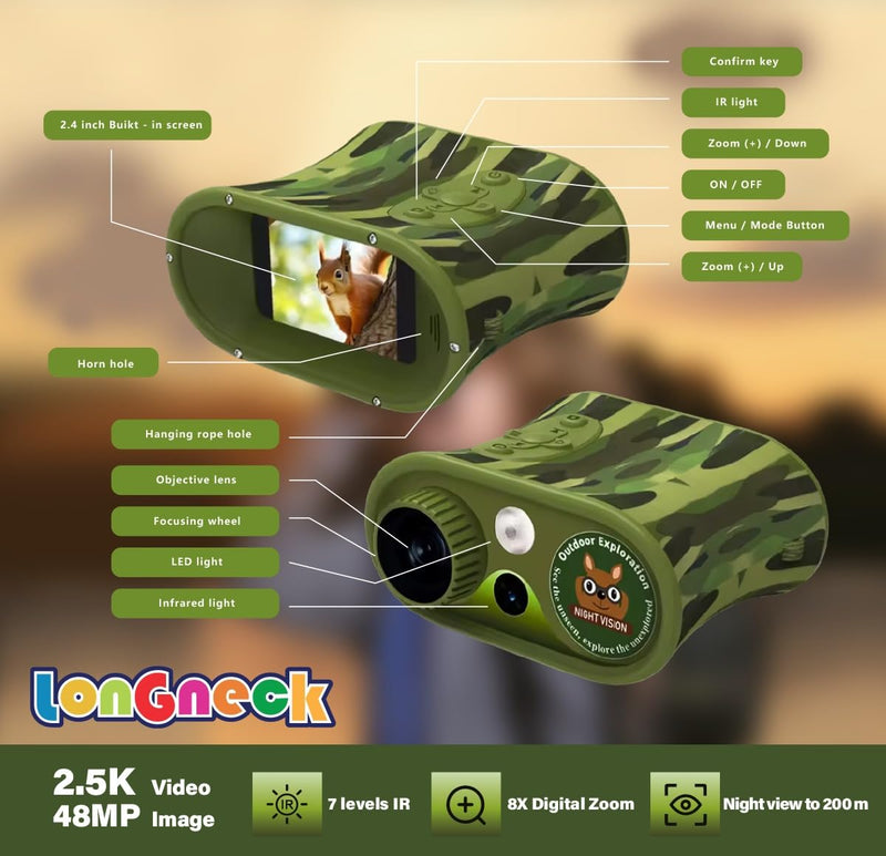 [AUSTRALIA] - Day and Night Vision Binoculars for Kids, Toddler IR Googles,Birthday Gifts for Toddler Boys 6-12 Years, Digital Night Vision Goggles for Kids, Binoculars 8-12 Years 