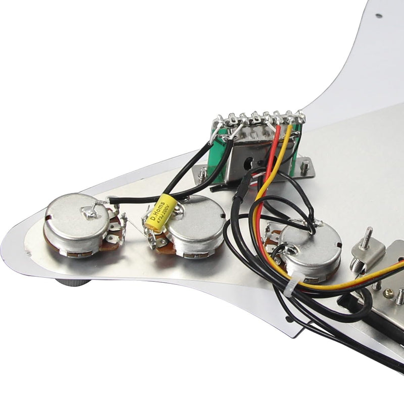 [AUSTRALIA] - FLEOR Alnico 5 SSH Prewired Strat Pickguard Loaded Pickguard Humbucker Pickup Set, White Pearl 