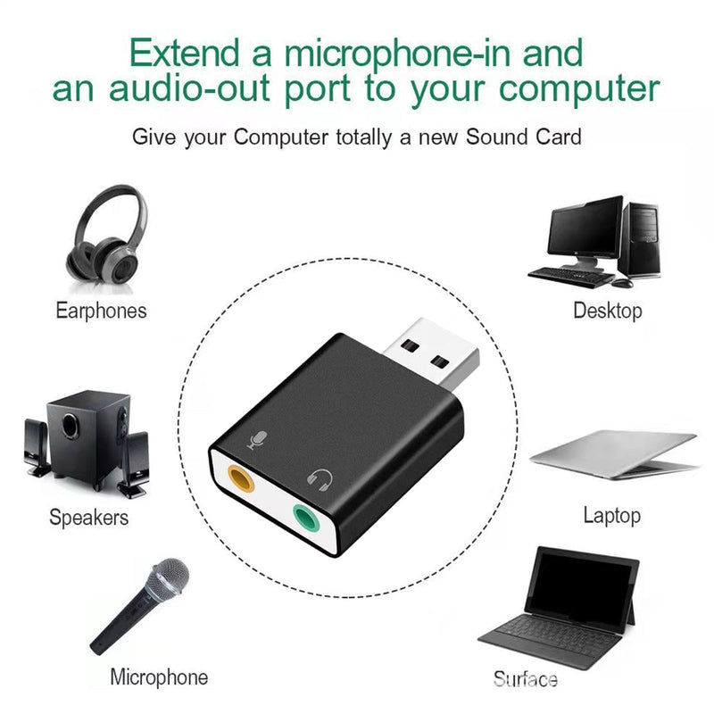 External Sound Cards - USB 3.5mm Sound Card Adapter | Plug and Play Card Accessories, USB Equipment for Computer Laptop