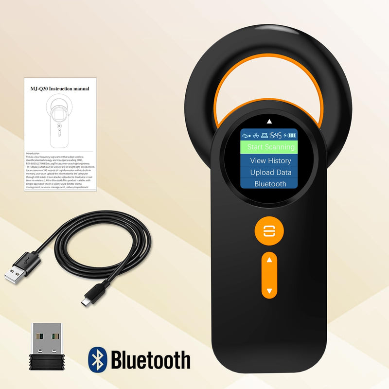 Bluetooth Pet Microchip Reader,Alacrity 3-in-1(2.4GHz Wireless+Bluetooth+USB) Animal Universal Microchip Tag Reader Scanner with 1.44” TFT Screen,800mA*H Rechargeable Battery,240 Pieces Data Storage Na-q30