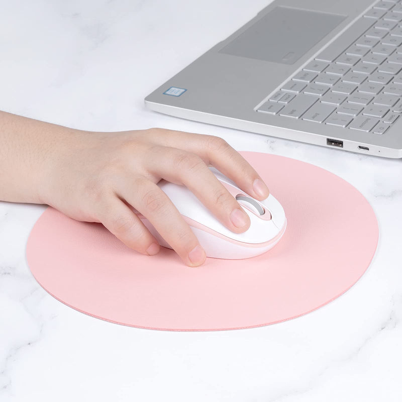Hsurbtra Mouse Pad, Double-Sided PU Leather Small Round Mousepad 8.7 x 8.7 Inch,Anti-Slip Waterproof Mouse Mat, Pretty Cute Mouse Pad for Office Home Gaming Laptop Men Women Kid,Pink & Blue Pink