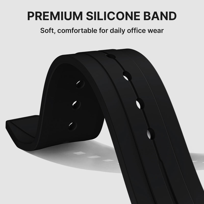 Bandletic Luxury Metal Case with Band Compatible with Apple Watch 46mm | Rugged Military-Grade Protective Bumper Cover with Soft Silicone Strap for iWatch 11 10 46mm Black/Black 46mm(series 11 10)