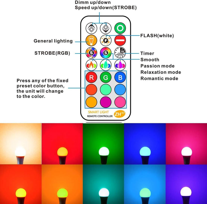 iLC LED Light Bulb Replaces 85W, 1000 Lumen, RGB Light Bulb With Remote Control, Colour Change, Warm White (2700 Kelvin), Edison E27 1 Stück (1er Pack)