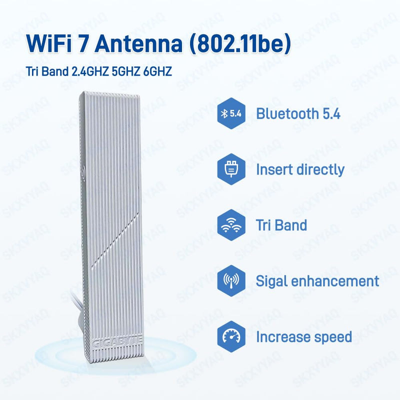 for GIGABYTE WiFi 7 Magnetic Antenna 2.4 5 6G WiFi 6E PC Desktop X870 AORUS | X870E AORUS，X870M AORUS，X870I AORUS，X870 Gaming replacement For Computer Motherboard with New Interface ,tri-band WiFi7,White