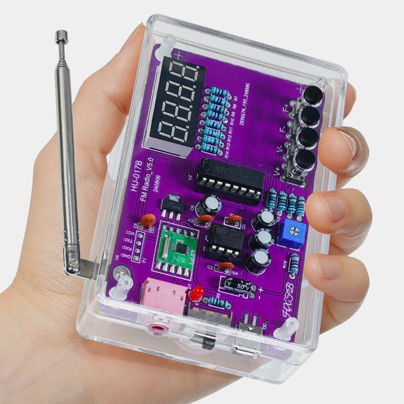 FM Radio Kit Soldering Practice Kits DIY Electronics Soldering Kit Radio Module Receiver Kit 87-108MHz (with Case) With Case