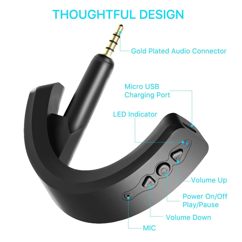 [AUSTRALIA] - aptX Wireless Bluetooth 5.0 Adapter for Bose QuietComfort QC 15 with Mic/Volume Control, Black 