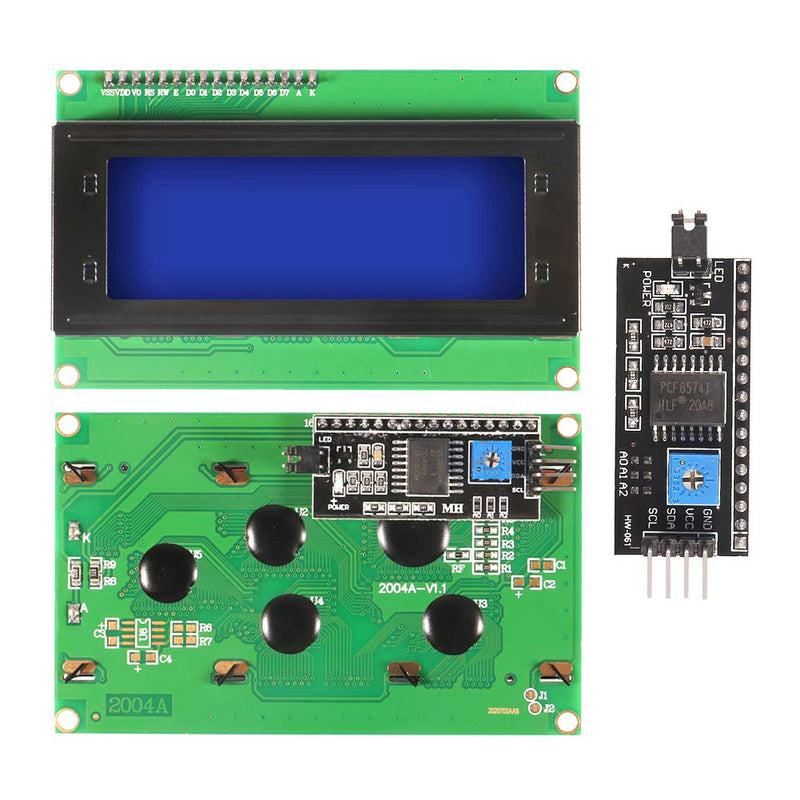 Dorhea 2PCS IIC I2C TWI Serial LCD 2004 20x4 Blue Backlight Module with I2C Interface Adapter Compatible with Raspberry Pi