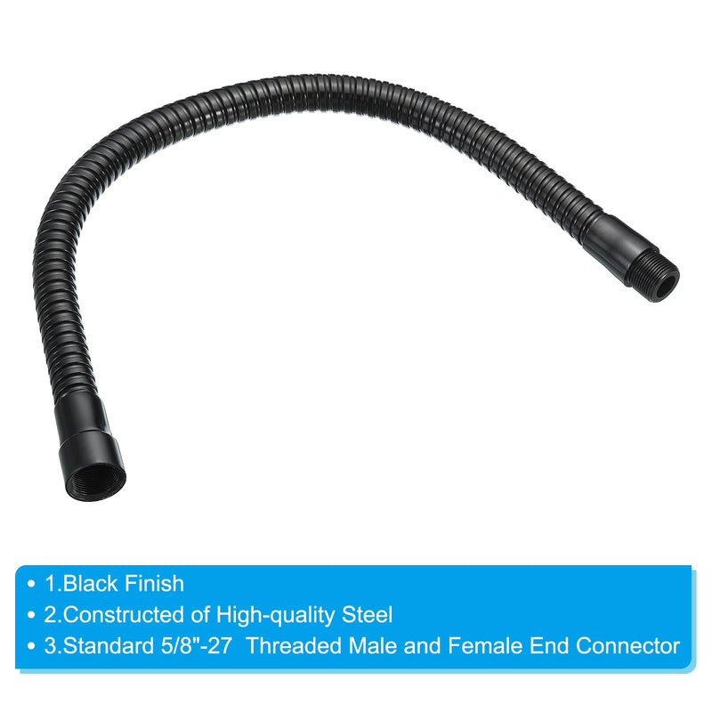 PATIKIL 16" Microphone Gooseneck, 5/8"-27 Thread Metal Universal Hose Flexible Arm Gooseneck Tube Extension for Multifunction DIY, Black 16"