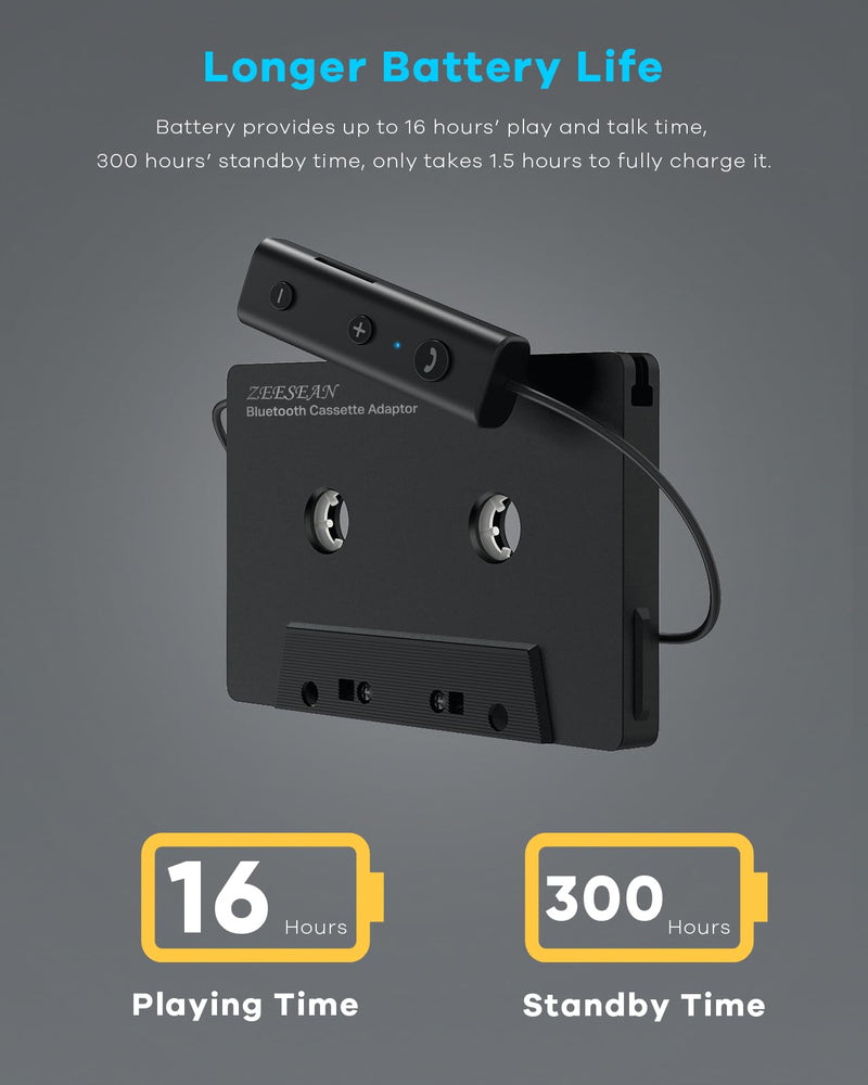 [AUSTRALIA] - Car Bluetooth 5.1 Cassette Adapter Support TF Card, Wireless Cassette Aux Adapter, Car Audio Bluetooth Receiver, Tape Player Adapter for Vehicle 