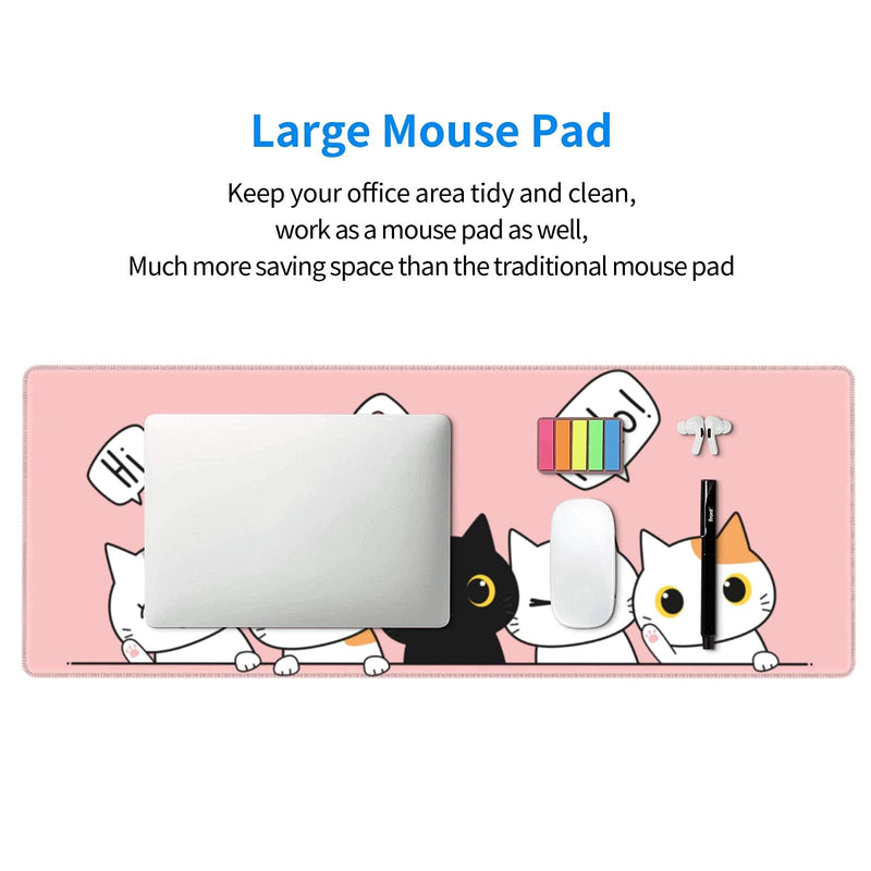 Pink Cute Kittens Cat Gaming Mouse Pad Large XL Girls Kawaii Desk Mat Long Extended Pads Big Mousepad for Home Office Decor Accessories 1