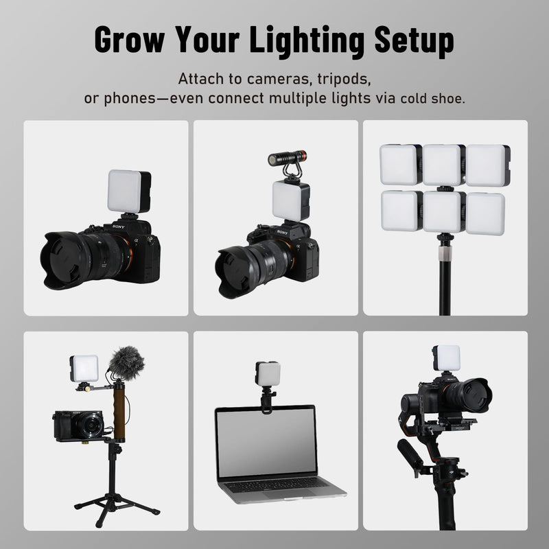 NiceFoto RGB Video Lights, 360° Full Color LED Video Light with 3 Cold Shoe Mounts, 2500K-9000K, CRI 96+, 18 Scene Modes, Magnetic RGB Camera Light for Vlog Filming, TikTok, Live, Photography
