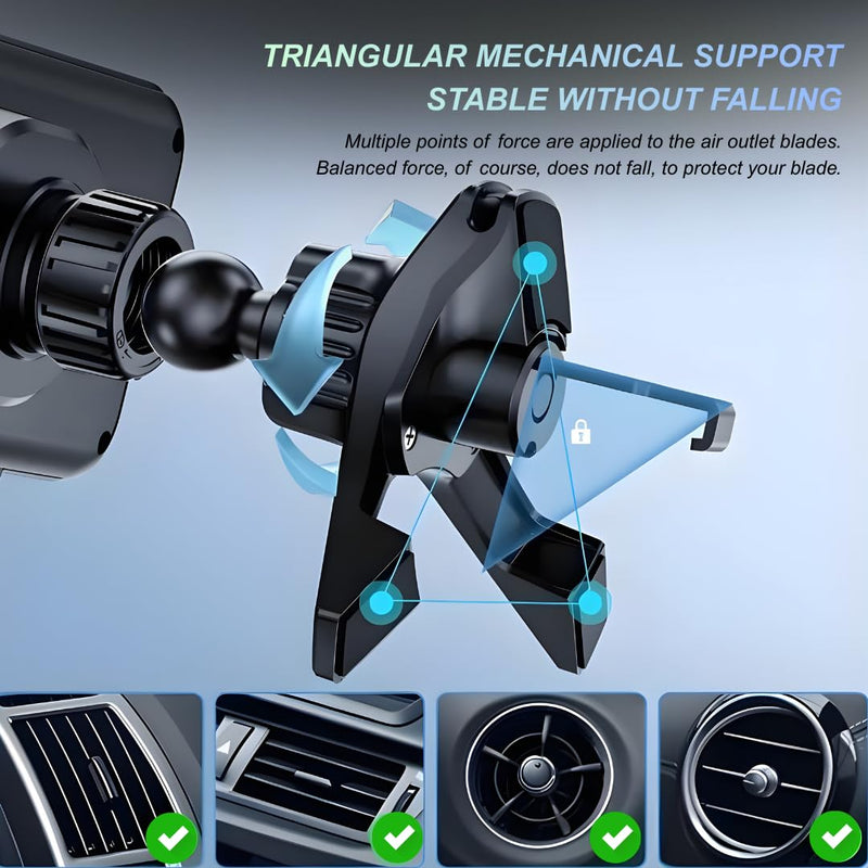Smart 2-in-1 Auto-Rotating Phone Holder and Wireless Car Charger, Foldable Car Phone Mount for iPhone and Samsung, Cell Phone Automobile Charger with Car Vent Mount