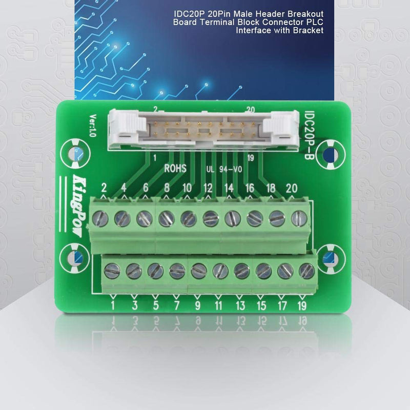 Marhynchus 20 Pin Connector Breakout Block Header IDC20P Terminal Block Connector PLC Interface with Bracket