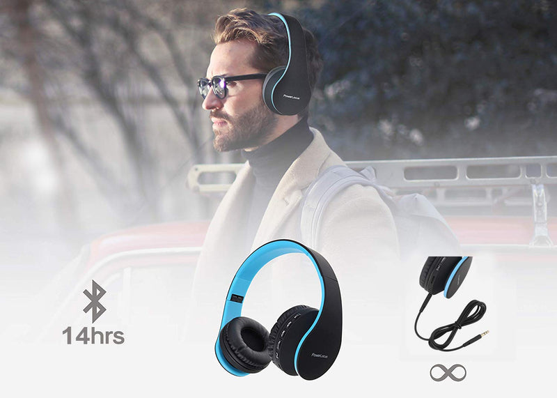 PowerLocus Rose Gold Bluetooth Headphones with Black/Blue Bluetooth Headphones