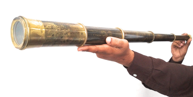 Rare Brass Telescope Spyglass - East India Company 1818 Tracker Vintage Pirate Spyglass Scope Antique Large Handstitched Leather Gift Box (BT-EIC17) BT-EIC17