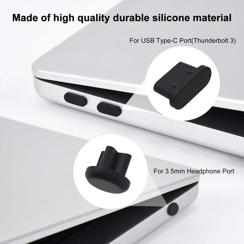 10PCS Dust Cover Port Plugs for MacBook Air 13" M2 M1 /MacBook Air 15.3" /MacBook Pro 13" M2 M1 /MacBook Pro 14" 16" M3 M2 M1, Dust Plug for USB C Thunderbolt,3.5mm Headphone & 2PCS Webcam Cover Slide