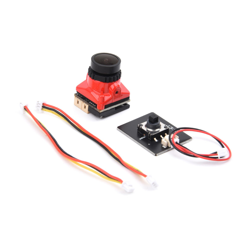 1800TVL FPV Camera Mini 2.1mm Lens 1/1.8 Camera 5V-40V PAL/NTSC Camera with OSD Internal Adjustable for RC FPV Racing Drone（Red） Red 1800TVL