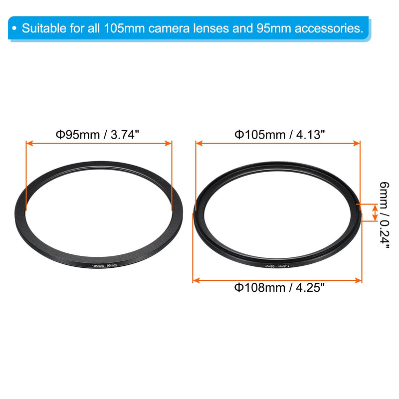 [AUSTRALIA] - PATIKIL 105mm-95mm Metal Step Down Ring, Camera Lens Filter Adapter Ring Aluminum Filter Adapter Ring for Camera Lenses Hood, Black 