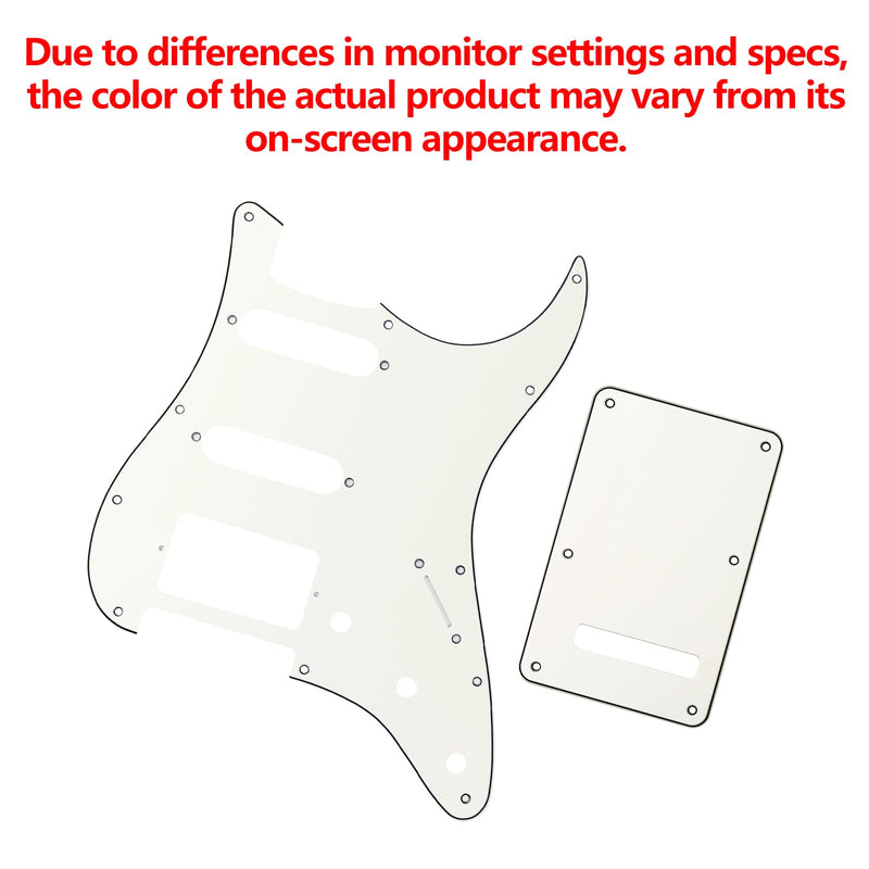 [AUSTRALIA] - Banworks 3Ply Strat HSS Pickguard 11-Hole SSH Pickguard Scratch Plate with Backplate 6-Hole Trem Tremolo Cover Set for USA/Mexican Modern Style Standard Stratocaster ST JT/HB-09 Vintage White 