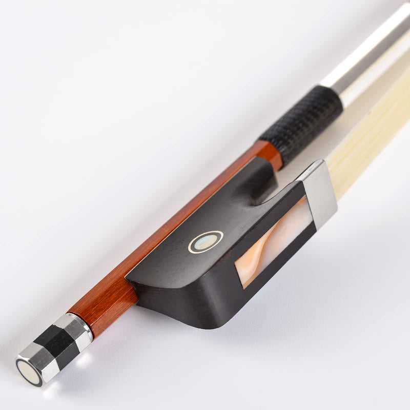 Brazilwood Ebony Violin Viola Cello Bow Full Size Ebony Frog with Natural Horsehair (Cello bow 4/4) Cello bow 4/4