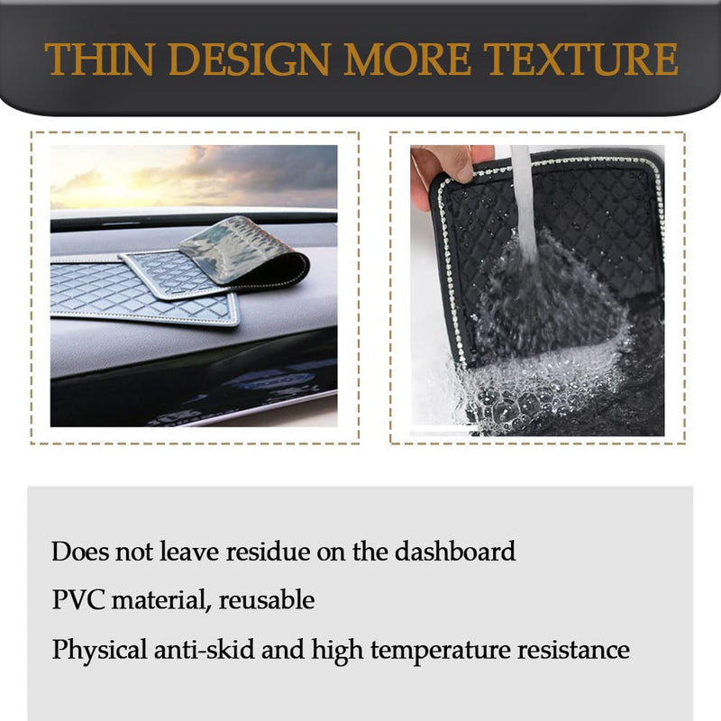 [AUSTRALIA] - Car Dashboard Anti-Slip Rubber Pad, Car Anti-Slip Sticky Gel Pad, Bling Crystal Sticky Anti-Slip Gel Pad, Non-Slip Dashboard Mat Fit for Phones Sunglasses Keys Electronic Devices 