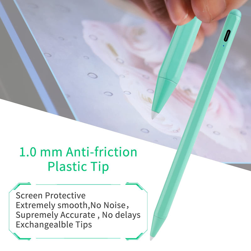 Stylus for iPad Pencil 9th/8th Generation 10.2",Palm Rejection 1.5mm Replaceable Fine Tip Active Stylus Compatible with Apple Pencil for iPad Pen 10.2 Inch 9th/8th for Drawing and Sketching Green