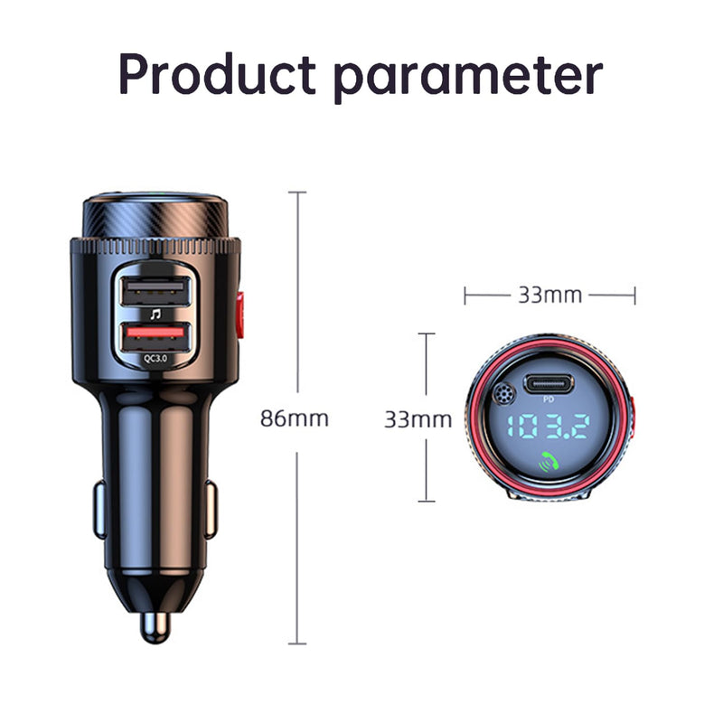 [AUSTRALIA] - Bluetooth Car Adapter, PD30W AUX Wireless Bluetooth FM Transmitter USB C & QC3.0 Dual Fast Charging Music Player HiFi Bass Sound for Hands-Free Calling USB Drive 