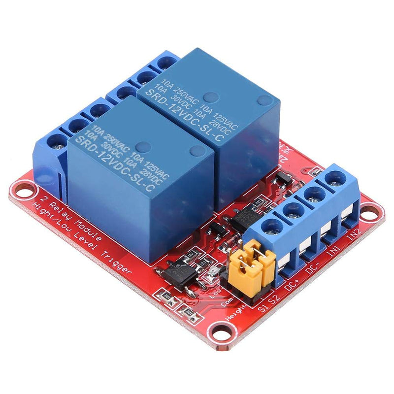 Relay 12 V 2 Change, 12 V Relay Module Board with Optocoupler, Relay Module 12 V 2 Channel, 2 Channel Relay Module 12 V, High and Low Level Trigger for Controlling Sps Automation Devices (12 V)