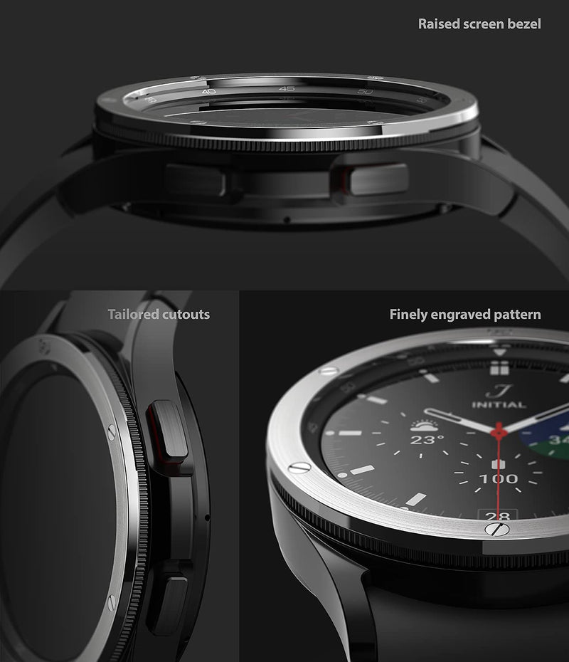 Ringke for Samsung Galaxy Watch 4 Classic Case 42mm [Bezel Styling 42-42] | Silver, Premium Stylish Stainless Steel Frame, Luxurious Formal Design, Open Screen Lightweight Cover Silver (42-42)