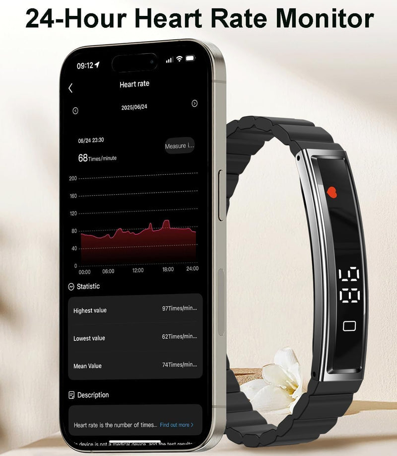 Smart Bracelet Fitness Tracker Heart Rate Monitor Sleep Activity Tracker Step Counter Calories Pedometer Waterproof Slim Thin Health Band for Women Ladies Men, Free App, 2 Bands Black