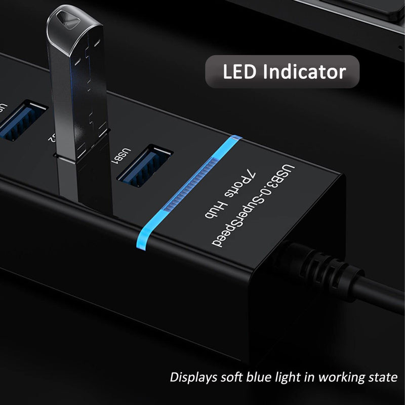 USB Hub 3.0, VIENON 7-Port USB Data Hub Splitter for Laptop, PC, MacBook, Mac Pro, Mac Mini, iMac, Surface Pro and More USB Devices Expand 7 USB