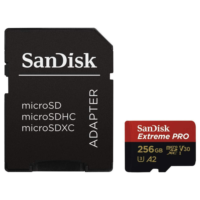 SanDisk Extreme Pro 256GB Micro SD Memory Card for GoPro Hero 9 Black Camera Hero9 UHS-1 U3 / V30 A2 4K Class 10 (SDSQXCY-256G-GN6MA) Bundle with (1) Everything But Stromboli SDXC & Micro Card Reader